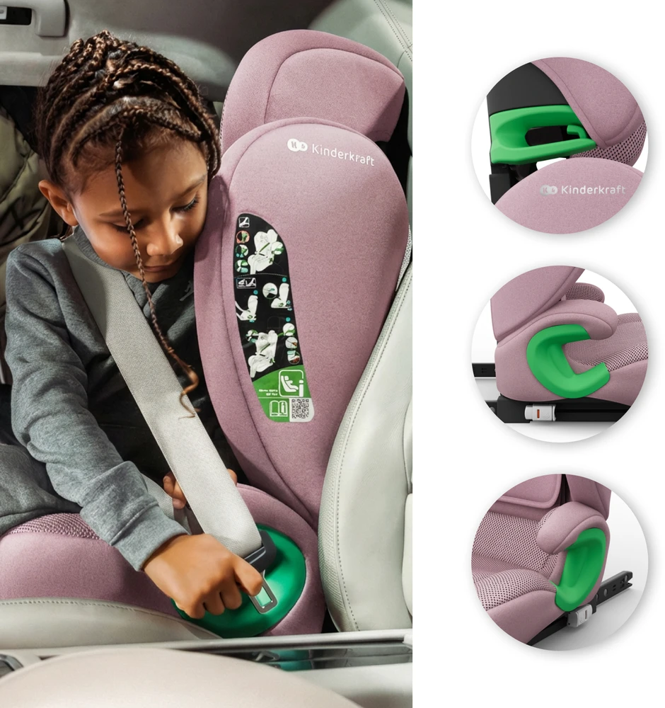 KINDERKRAFT automobilinė kėdutė JUNIOR FIX 2 PLUS, 100-150 cm., Rožinė, KCJUFI20PNKPL0N