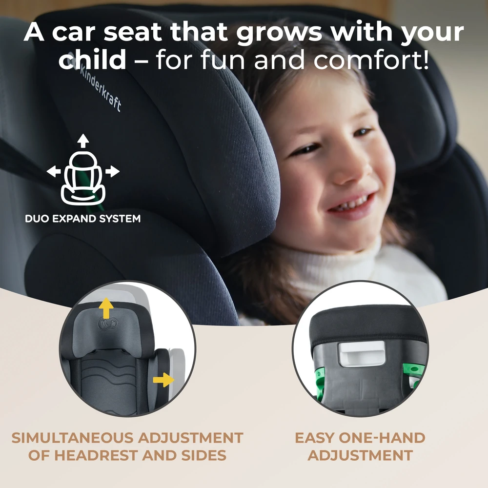 KINDERKRAFT automobilinė kėdutė XPAND 2 PRO, i-Size 100–150 cm, juoda, KCXPPR02BLK0000