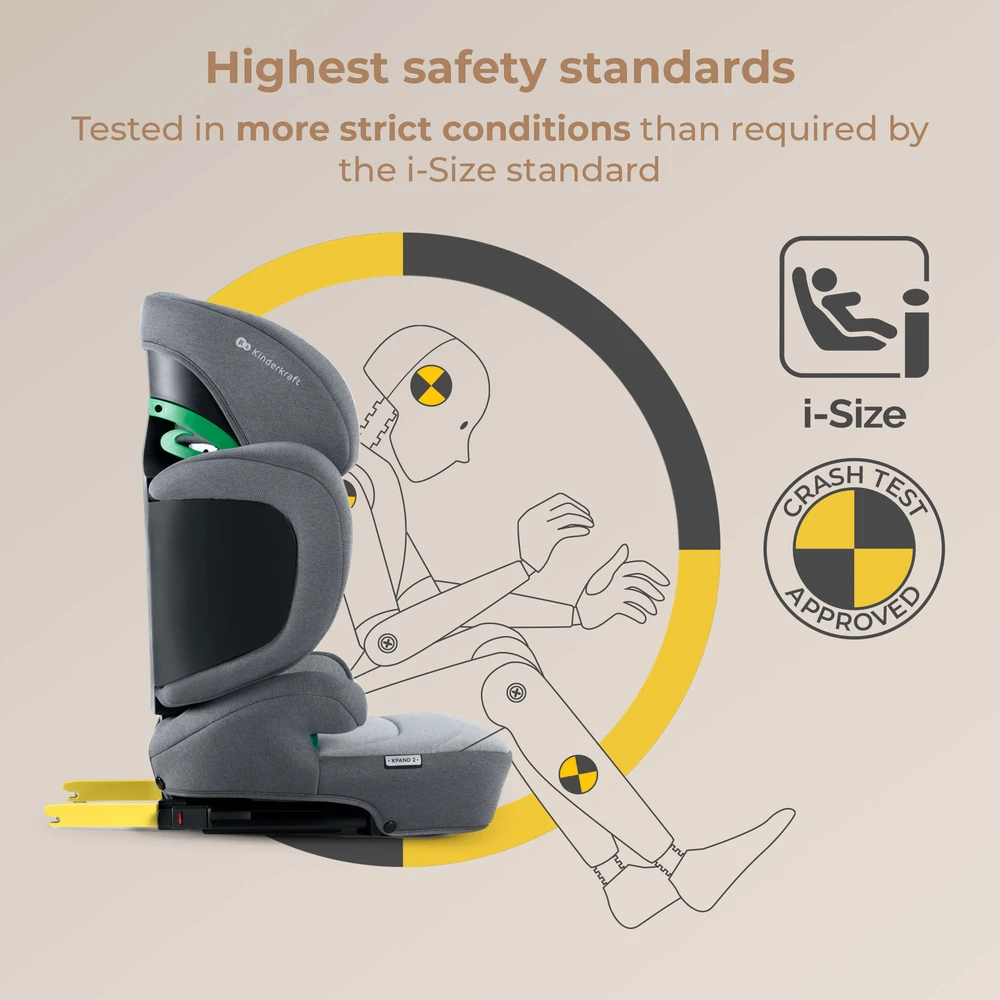 KINDERKRAFT automobilinė kėdutė XPAND 2 PRO, i-Size 100–150 cm, pilka, KCXPPR02GRY0000