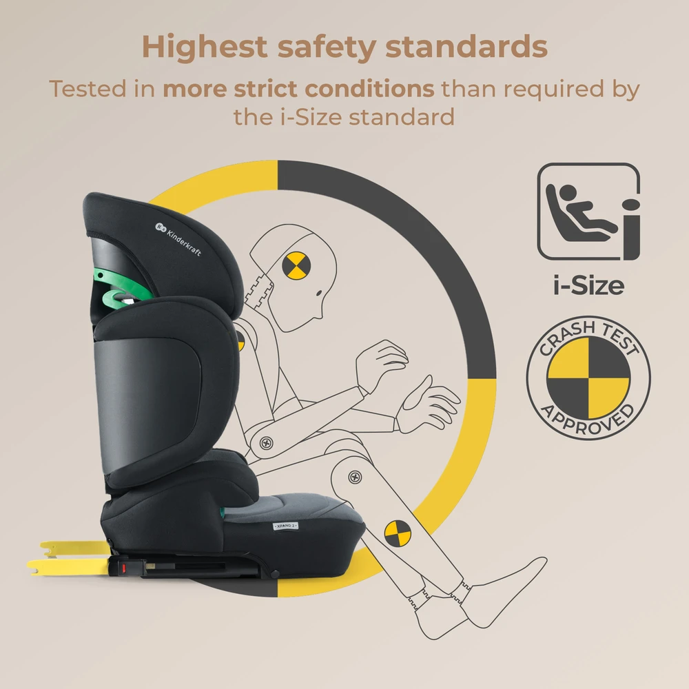 KINDERKRAFT automobilinė kėdutė XPAND 2 PRO, i-Size 100–150 cm, juoda, KCXPPR02BLK0000