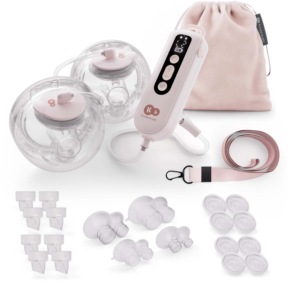 KINDERKRAFT dvigubas nešiojamas elektrinis pientraukis GENTLEFLOW, pink, KEGEFL00PNK0000