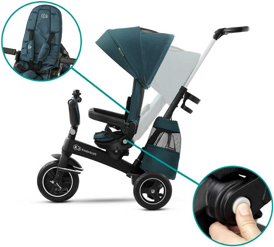 Kinderkraft EasyTwist triratukas, spalva: tamsiai žalia, KKRETWIGRE0000