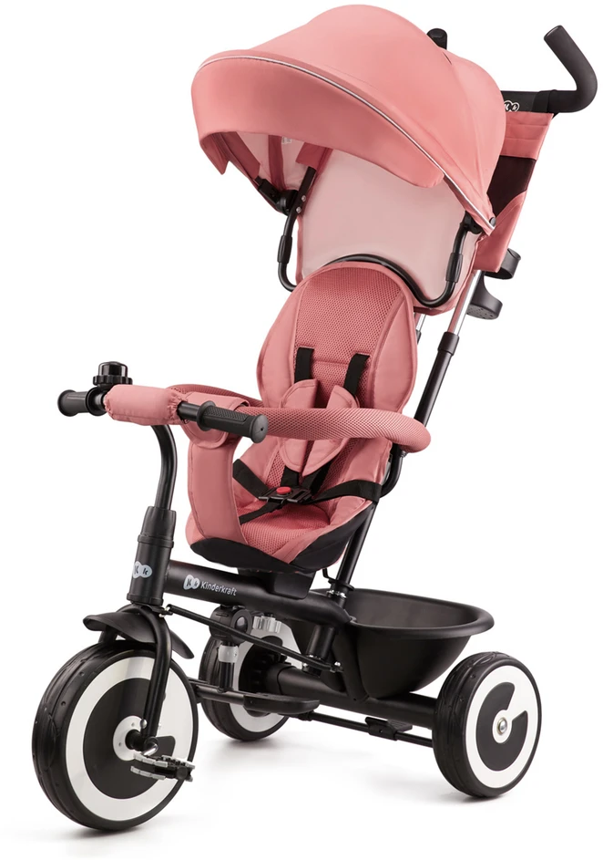Triratukas 6in1 su 360° sėdyne rožinis Kinderkraft ASTON 2 PLUS