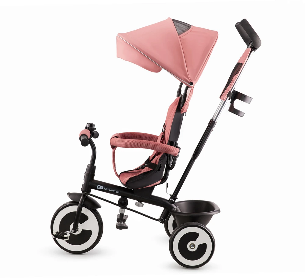 Triratukas 6in1 su 360° sėdyne rožinis Kinderkraft ASTON 2 PLUS