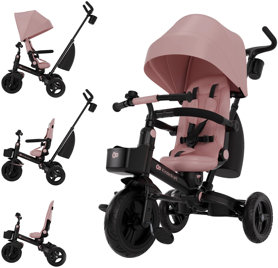 Vaikiškas triratukas Kinderkraft AVEO 2 Plus, rožinis