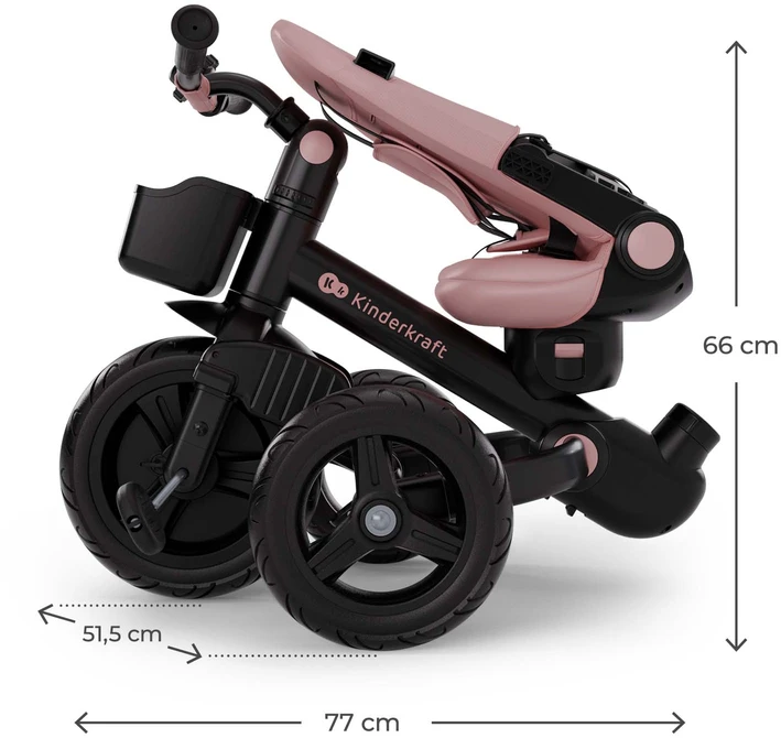 Vaikiškas triratukas Kinderkraft AVEO 2 Plus, rožinis