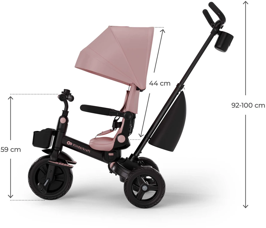 Vaikiškas triratukas Kinderkraft AVEO 2 Plus, rožinis