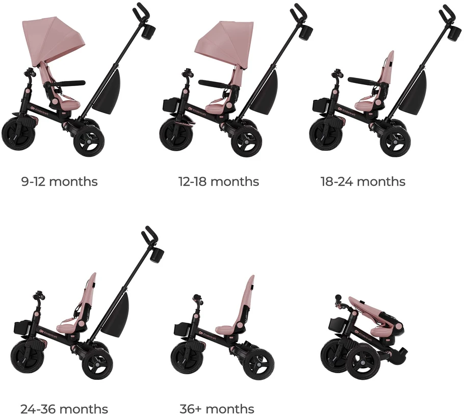 Vaikiškas triratukas Kinderkraft AVEO 2 Plus, rožinis