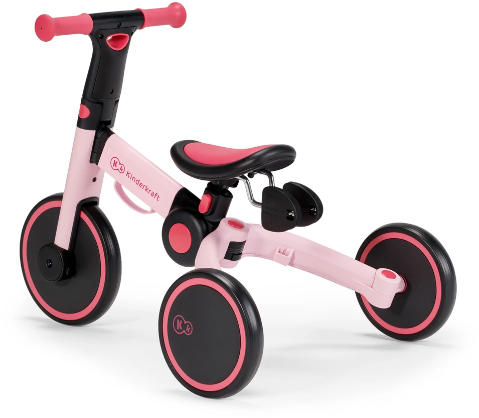 Kinderkraft sulankstomas vaikiškas triratukas 3 viename 4TRIKE KR4TRI00PNK0000, rožinis
