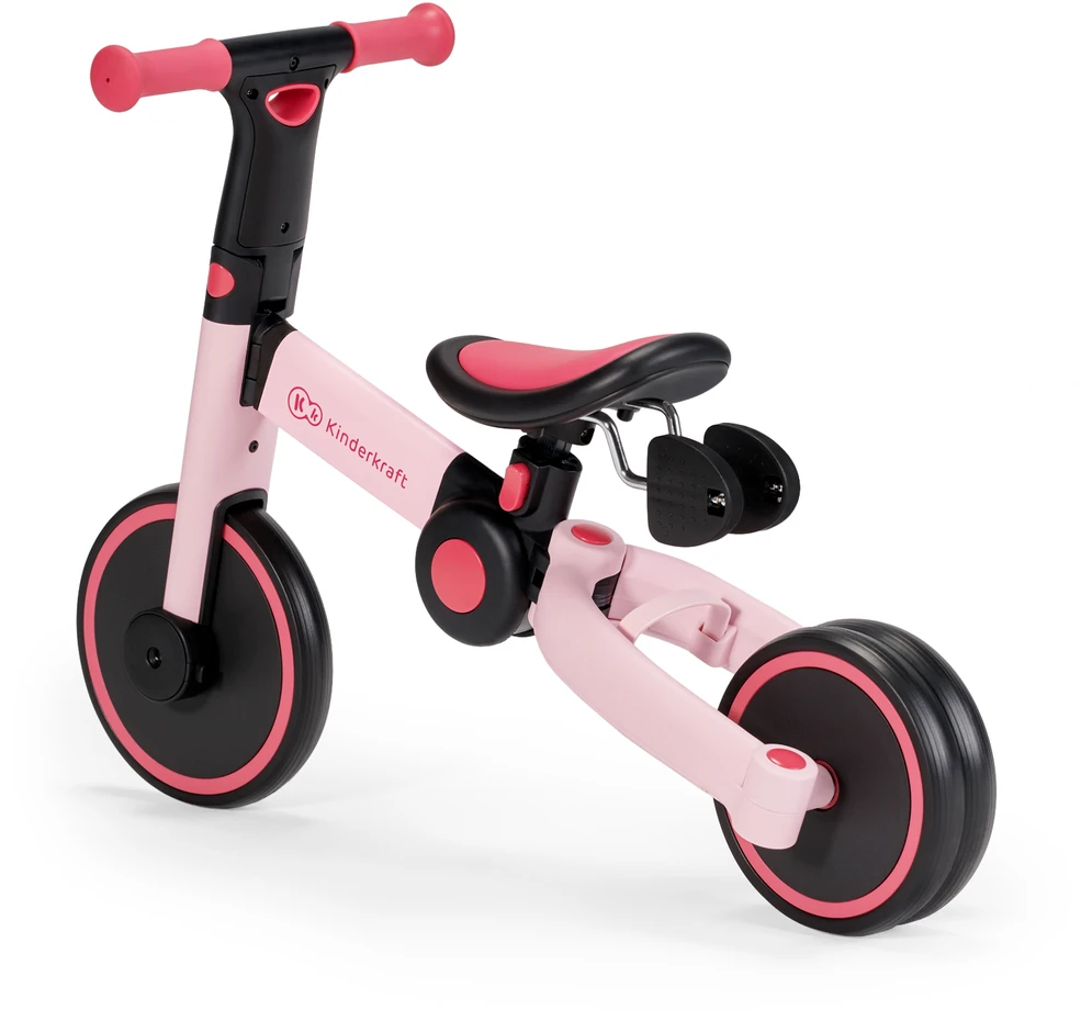 Kinderkraft sulankstomas vaikiškas triratukas 3 viename 4TRIKE KR4TRI00PNK0000, rožinis