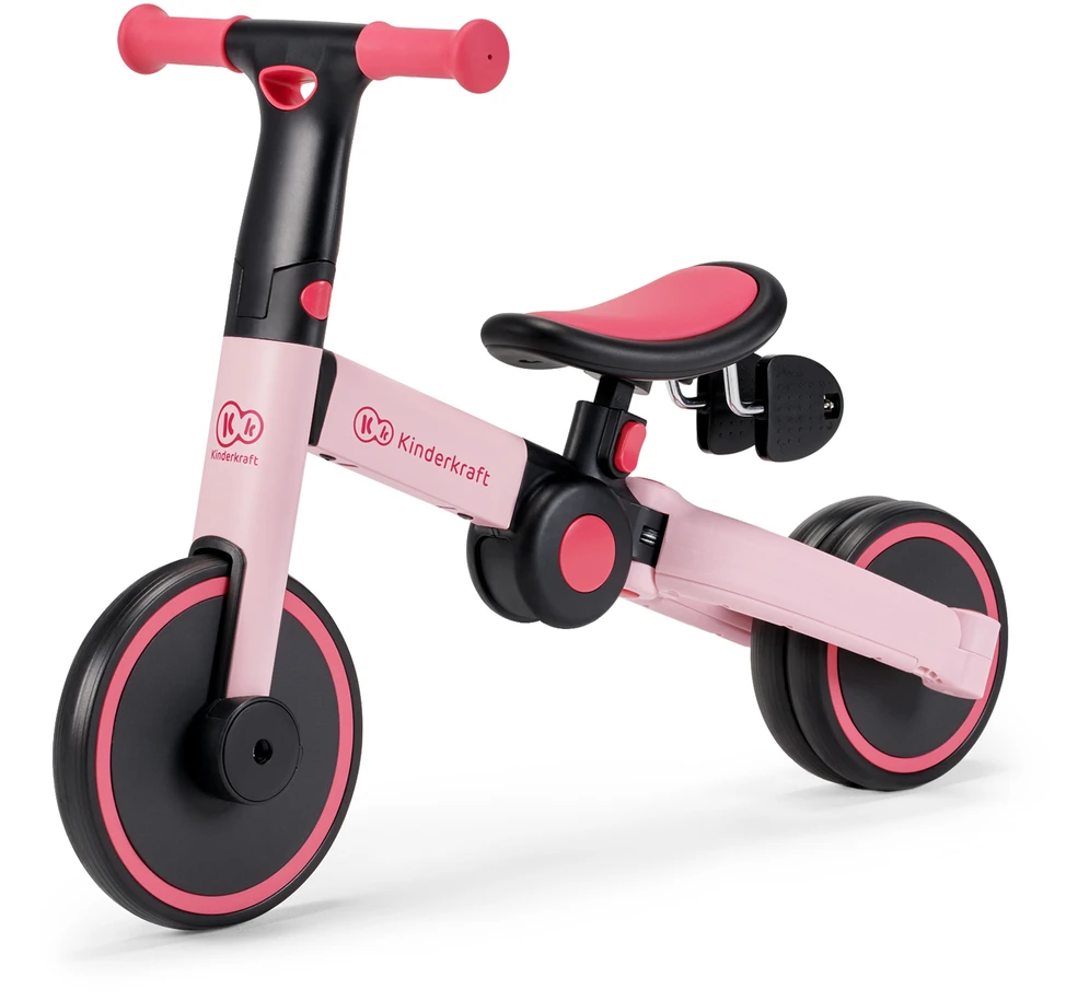 Kinderkraft sulankstomas vaikiškas triratukas 3 viename 4TRIKE KR4TRI00PNK0000, rožinis