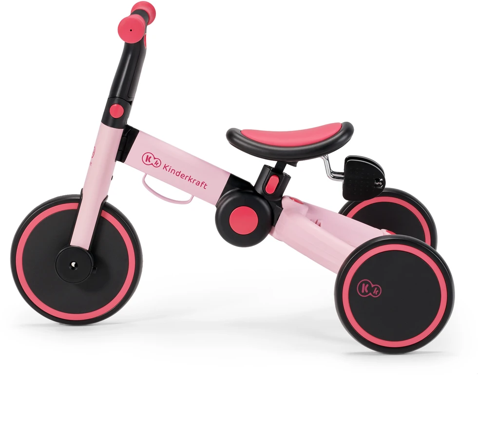 Kinderkraft sulankstomas vaikiškas triratukas 3 viename 4TRIKE KR4TRI00PNK0000, rožinis