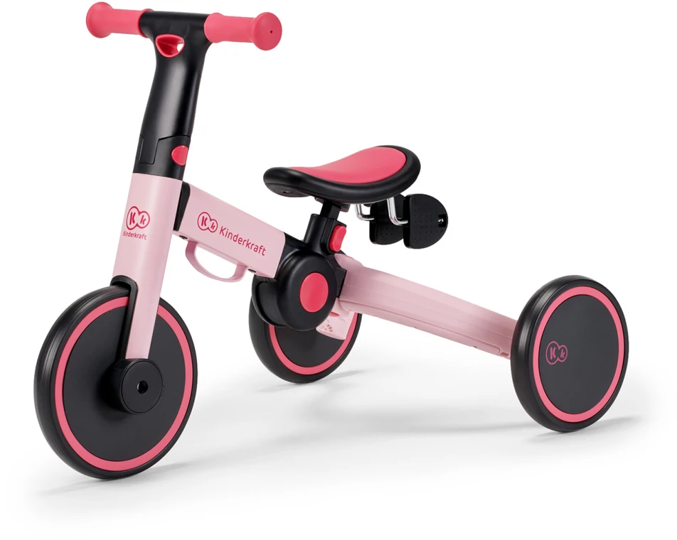 Kinderkraft sulankstomas vaikiškas triratukas 3 viename 4TRIKE KR4TRI00PNK0000, rožinis
