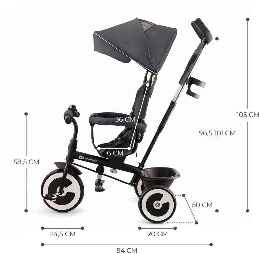 KINDERKRAFT triratukas Aston pilkas, KRASTO00GRY0000