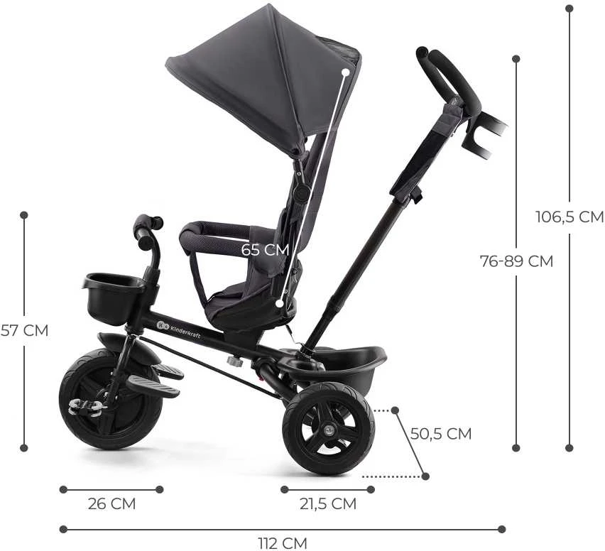 KINDERKRAFT triratukas Aveo pilkas, KRAVEO00GRY0000