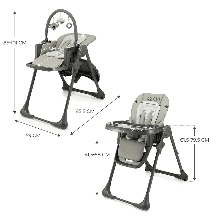 KINDERKRAFT universali maitinimo kėdutė 2in1 TUMMIE, pilkas, KHTUMM00GRY0000