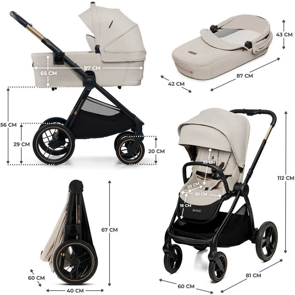 KINDERKRAFT universalus vežimas 2IN1 NEA 2.0, soft beige, KSNEA002BEG2000