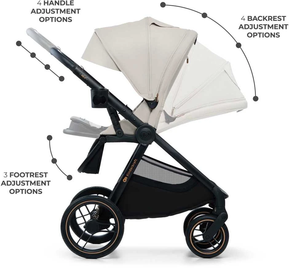 KINDERKRAFT universalus vežimas 2IN1 NEA 2.0, soft beige, KSNEA002BEG2000