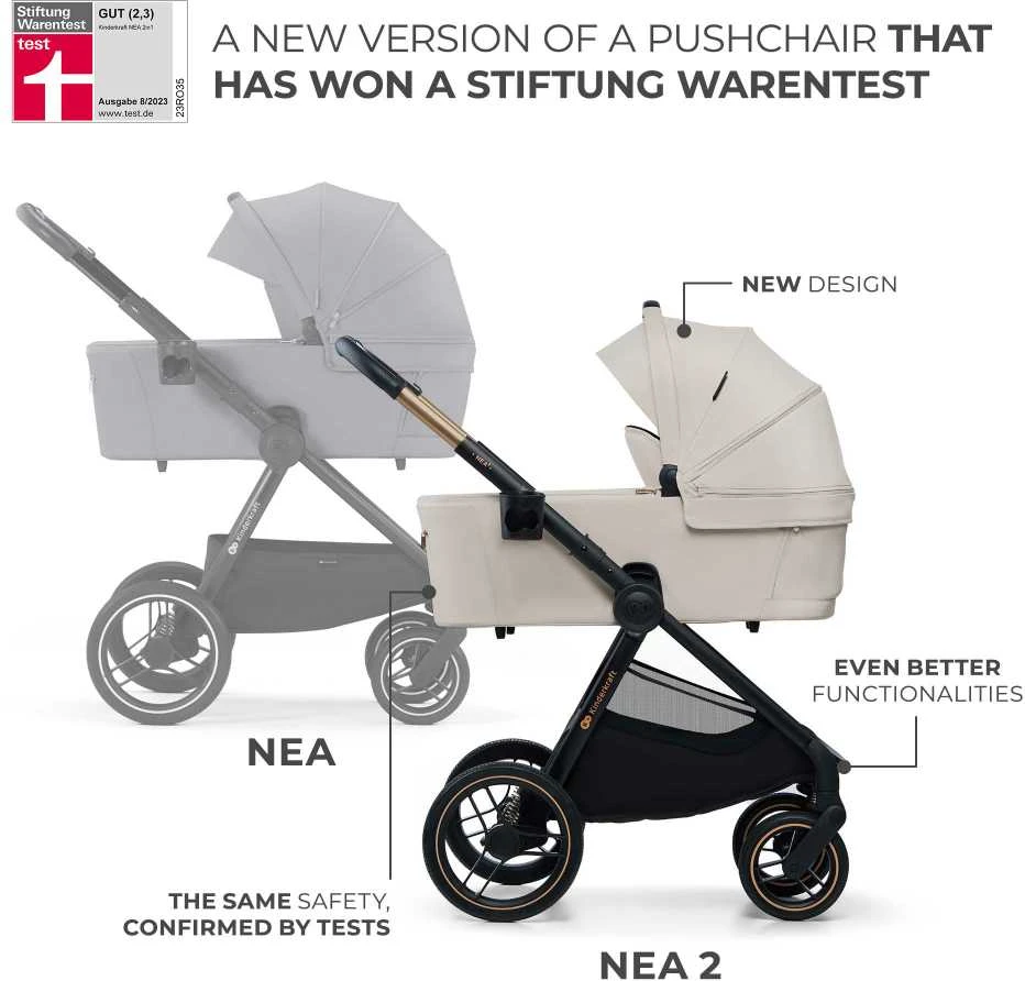KINDERKRAFT universalus vežimas 2IN1 NEA 2.0, soft beige, KSNEA002BEG2000