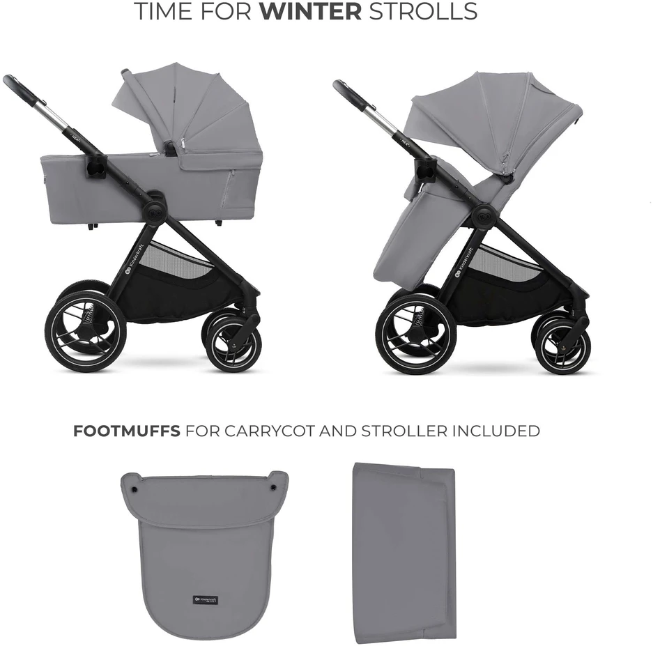 KINDERKRAFT universalus vežimas 2IN1 NEA 2.0, platinum pilkas, KSNEA002GRY2000