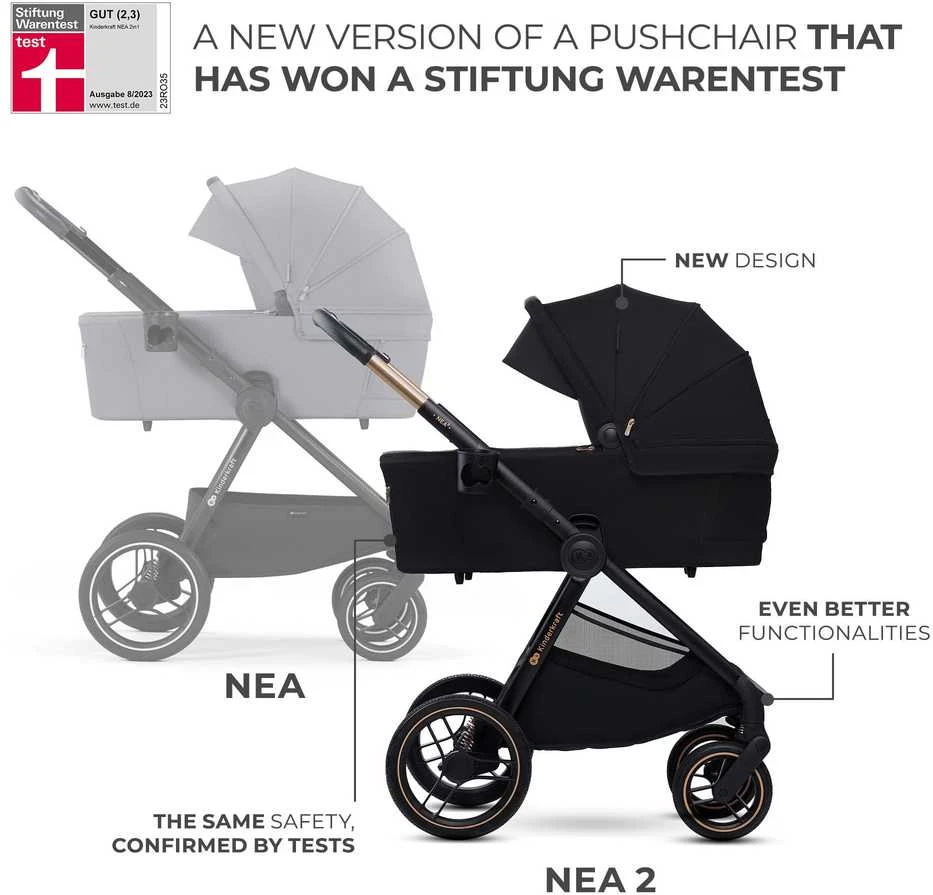 KINDERKRAFT universalus vežimas 2IN1 NEA 2.0, midnight juodas, KSNEA002BLK2000