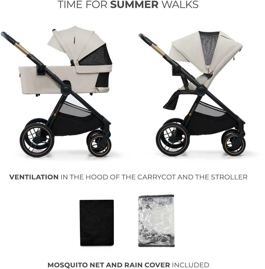 KINDERKRAFT universalus vežimas 2IN1 NEA 2.0, soft beige, KSNEA002BEG2000