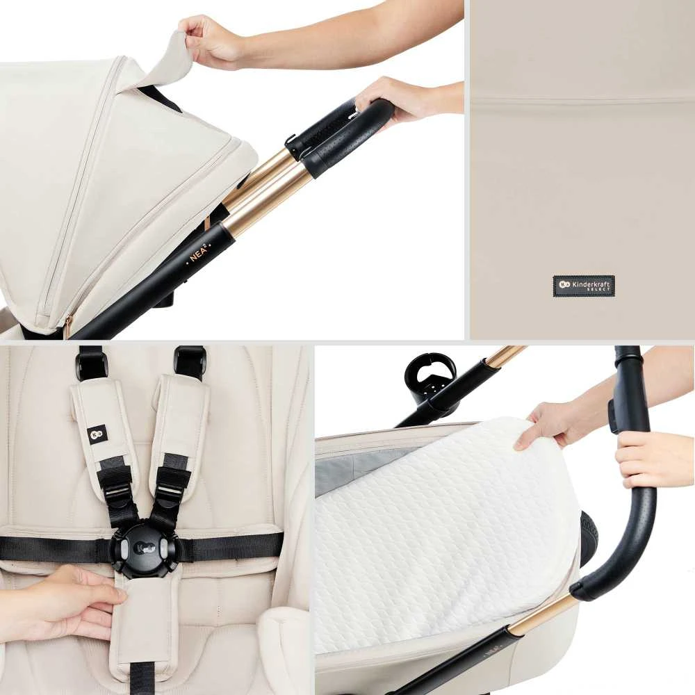 KINDERKRAFT universalus vežimas 2IN1 NEA 2.0, soft beige, KSNEA002BEG2000