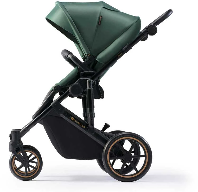 KINDERKRAFT universalus vežimėlis 3in1 PRIME 2 3IN1 MINK PRO tamsiai žalios spalvos, KSPRIM02GRE300I