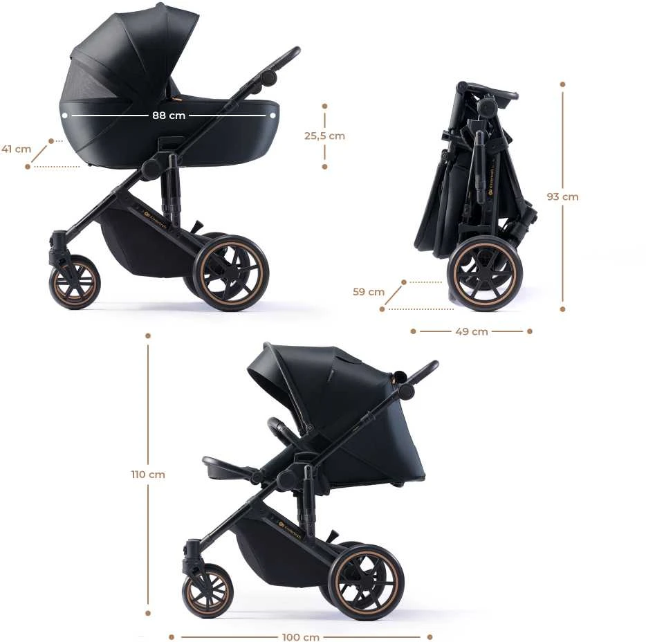 KINDERKRAFT universalus vežimėlis 3in1 PRIME 2 3IN1 MINK PRO VENEZIAN Juodas, KSPRIM02BLK300I