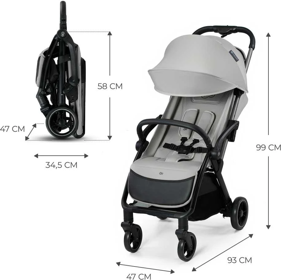 Vežimėlis KINDERKRAFT APINO dove grey, KSAPIN00GRY0000 aprašymas - Prekės nuotrauka