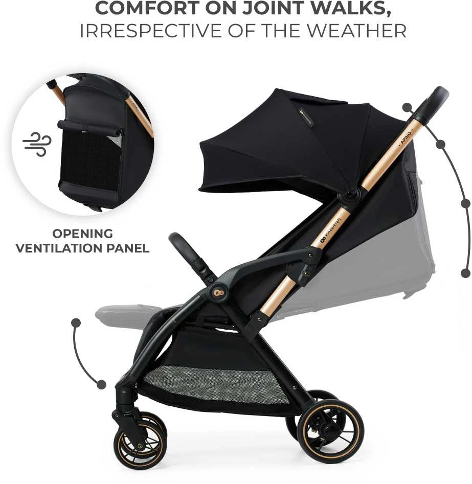 Vežimėlis KINDERKRAFT APINO raven black, KSAPIN00BLK0000