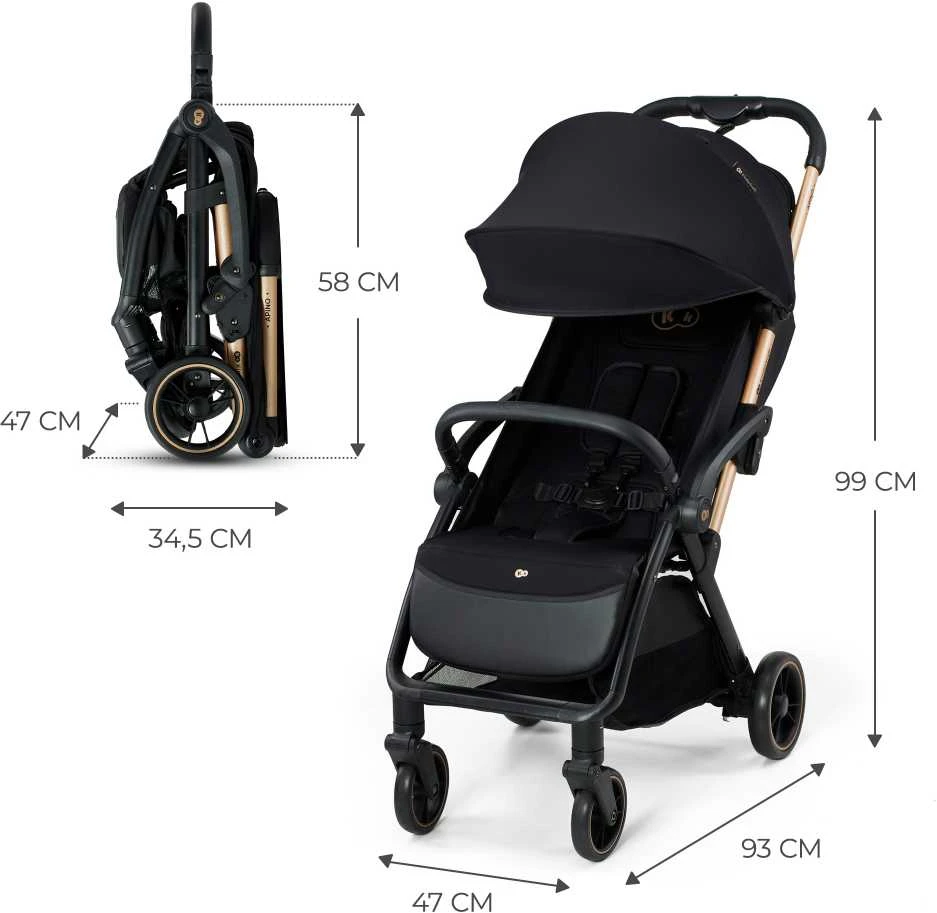 Vežimėlis KINDERKRAFT APINO raven black, KSAPIN00BLK0000 aprašymas - Prekės nuotrauka