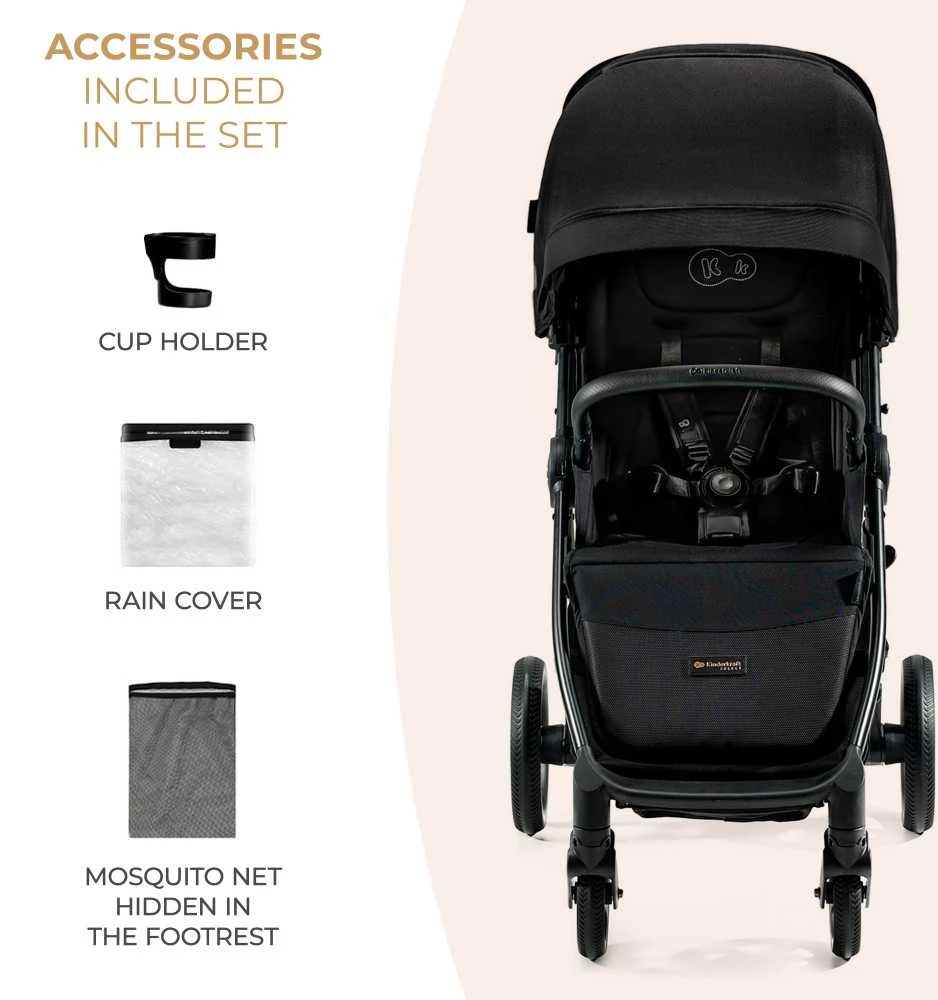 Vėžimėlis KINDERKRAFT MITZY INK BLACK, KSMITZ00BLK0000