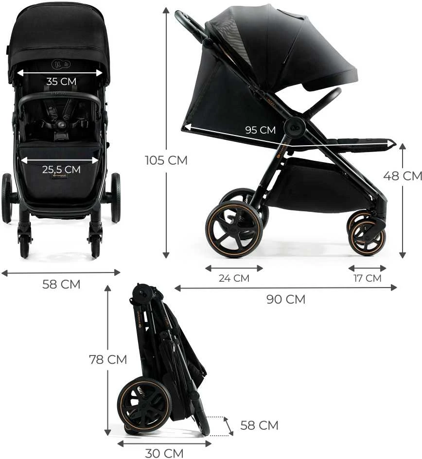 Vėžimėlis KINDERKRAFT MITZY INK BLACK, KSMITZ00BLK0000