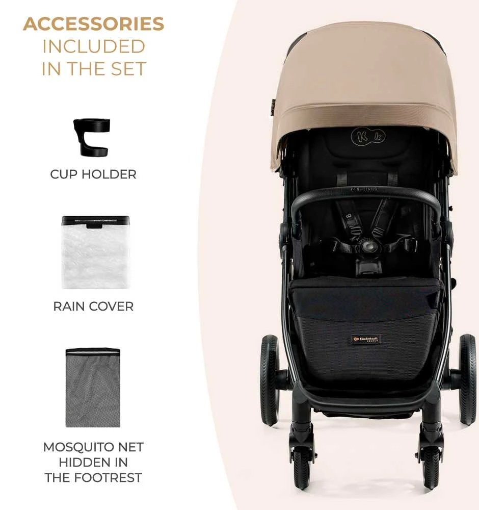 Vėžimėlis KINDERKRAFT MITZY LINEN BEIGE, KSMITZ00BEG0000