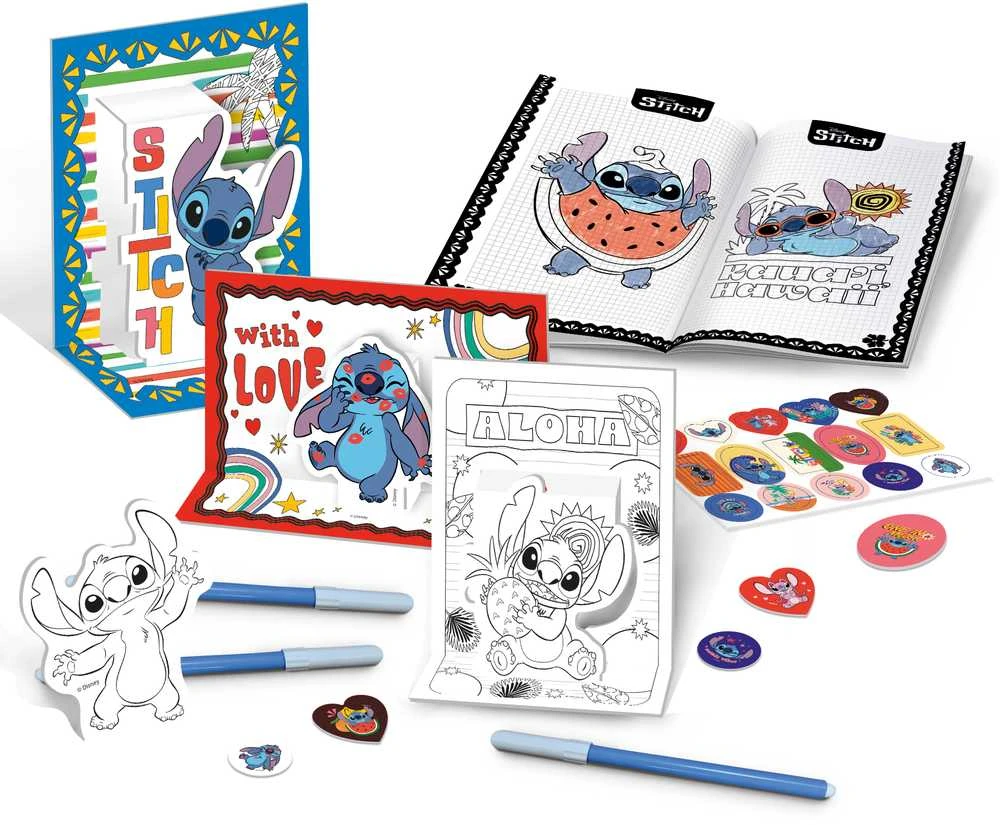 Lisciani STITCH spalvinimo ir piešimo rinkinys kuprinėje, 110674