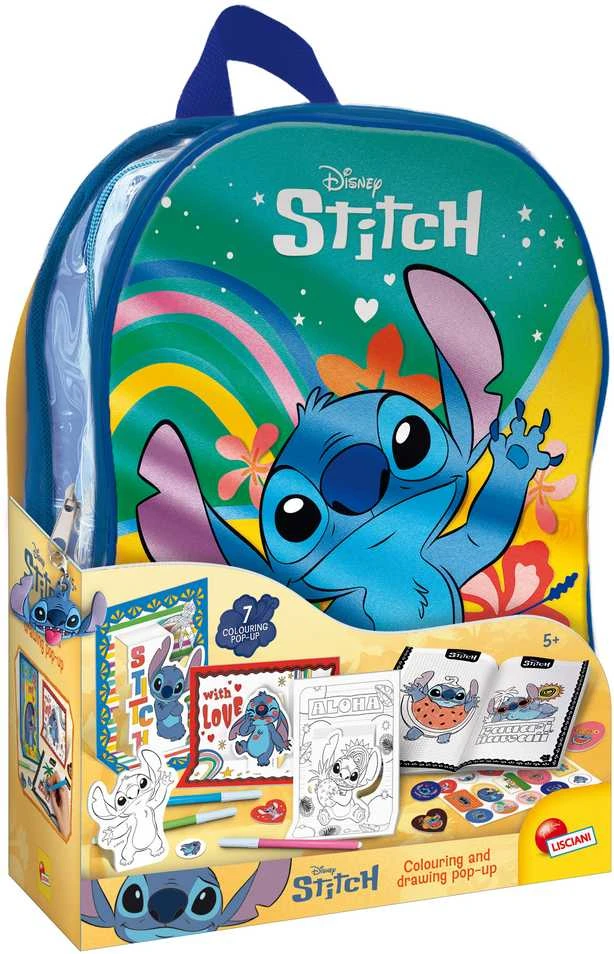 Lisciani STITCH spalvinimo ir piešimo rinkinys kuprinėje, 110674