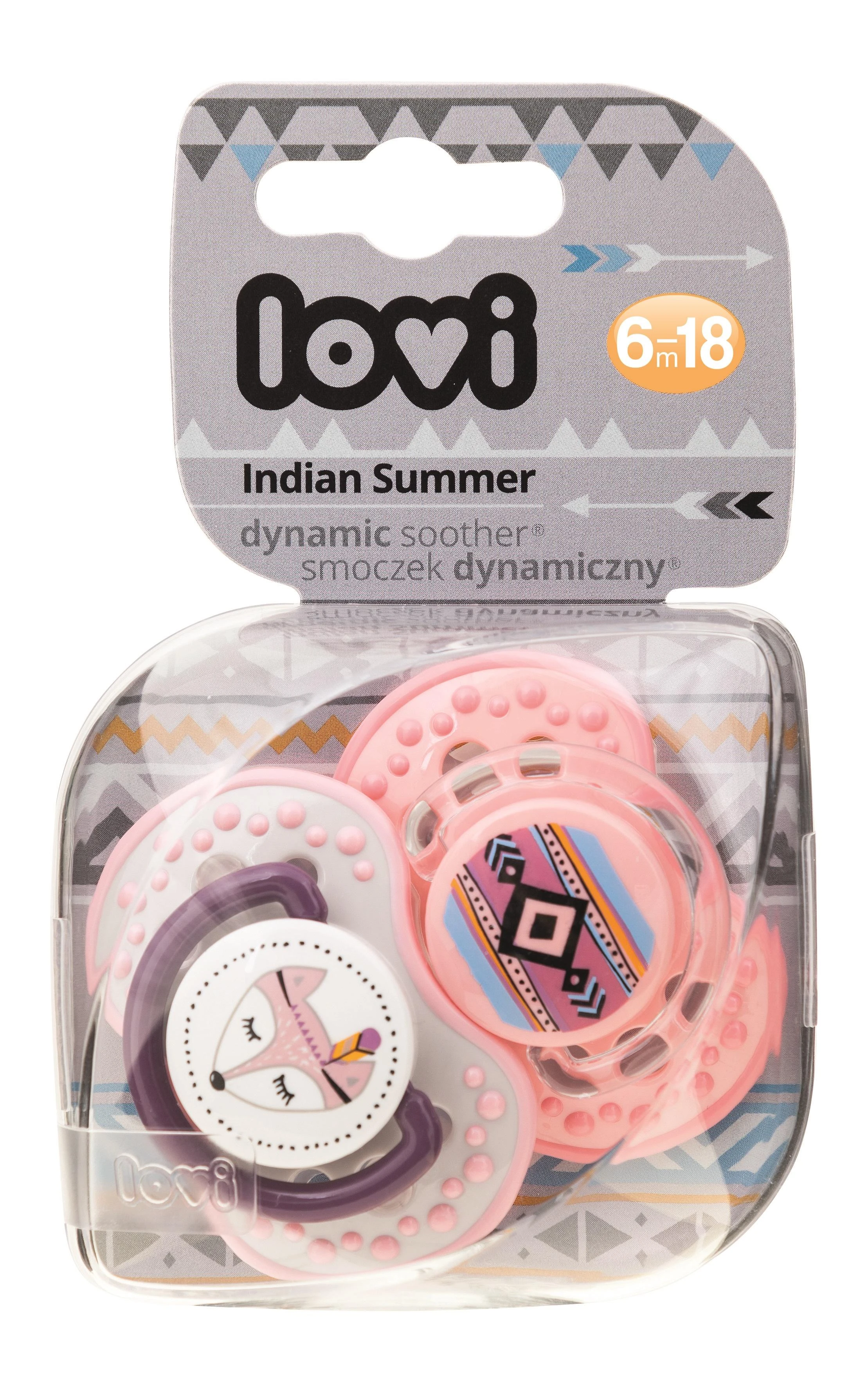 LOVI dinaminis silikoninis čiulptukas INDIAN SUMMER, 6-18 mėn., 2 vnt., 22/857girl