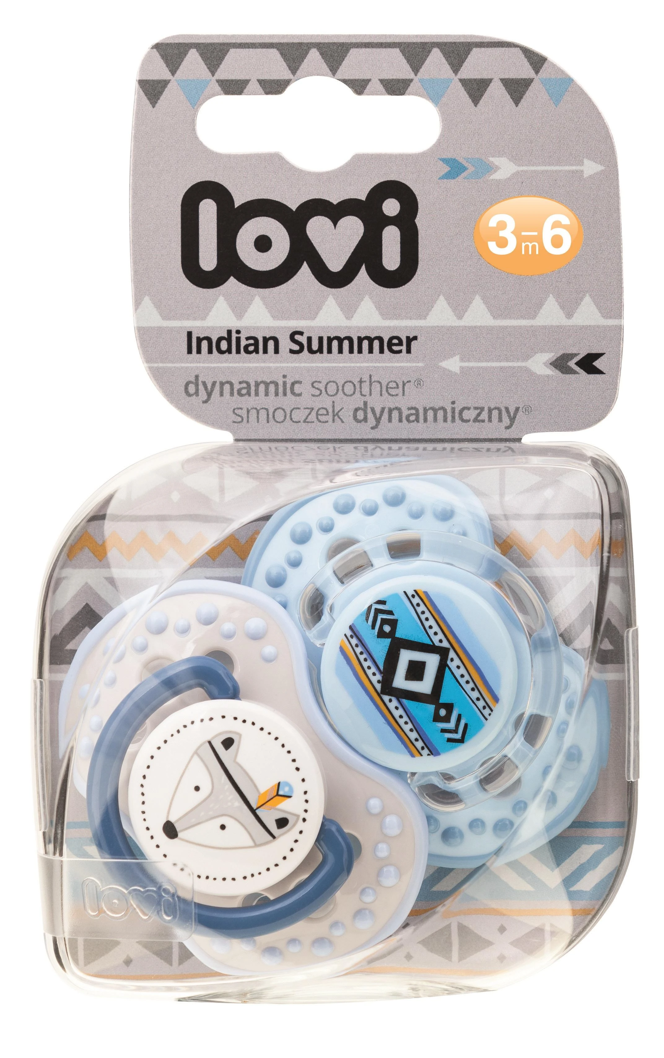 LOVI dinaminis silikoninis čiulptukas INDIAN SUMMER, 3-6 mėn., 2 vnt., 22/856boy