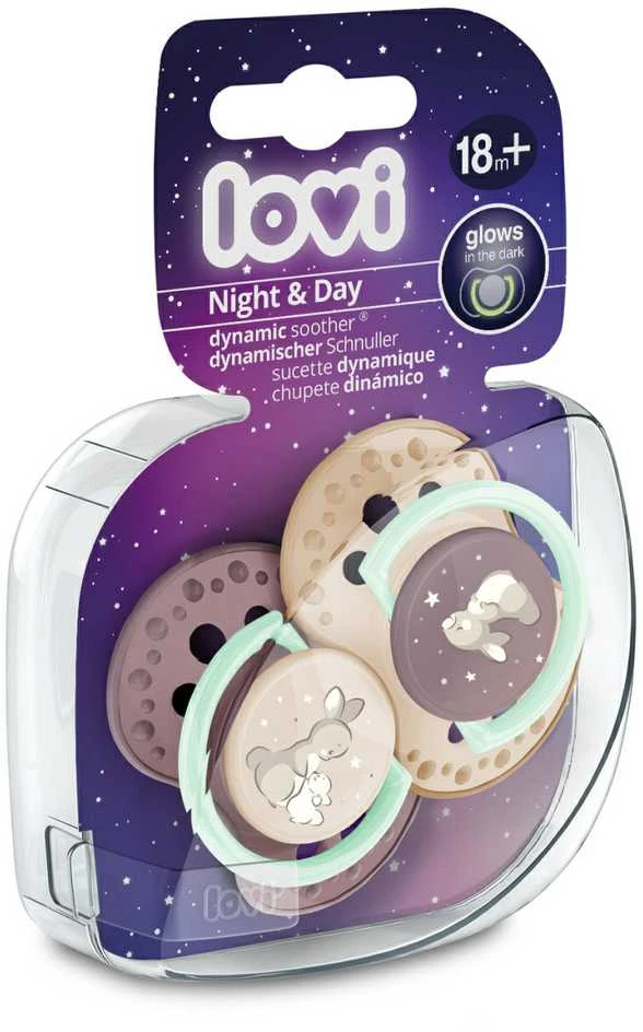 LOVI Dinaminis silikoninis čiulptukas Night&Day mergaitėms 3-6 mėn., 2 vnt., 22/914girl aprašymas - Prekės nuotrauka