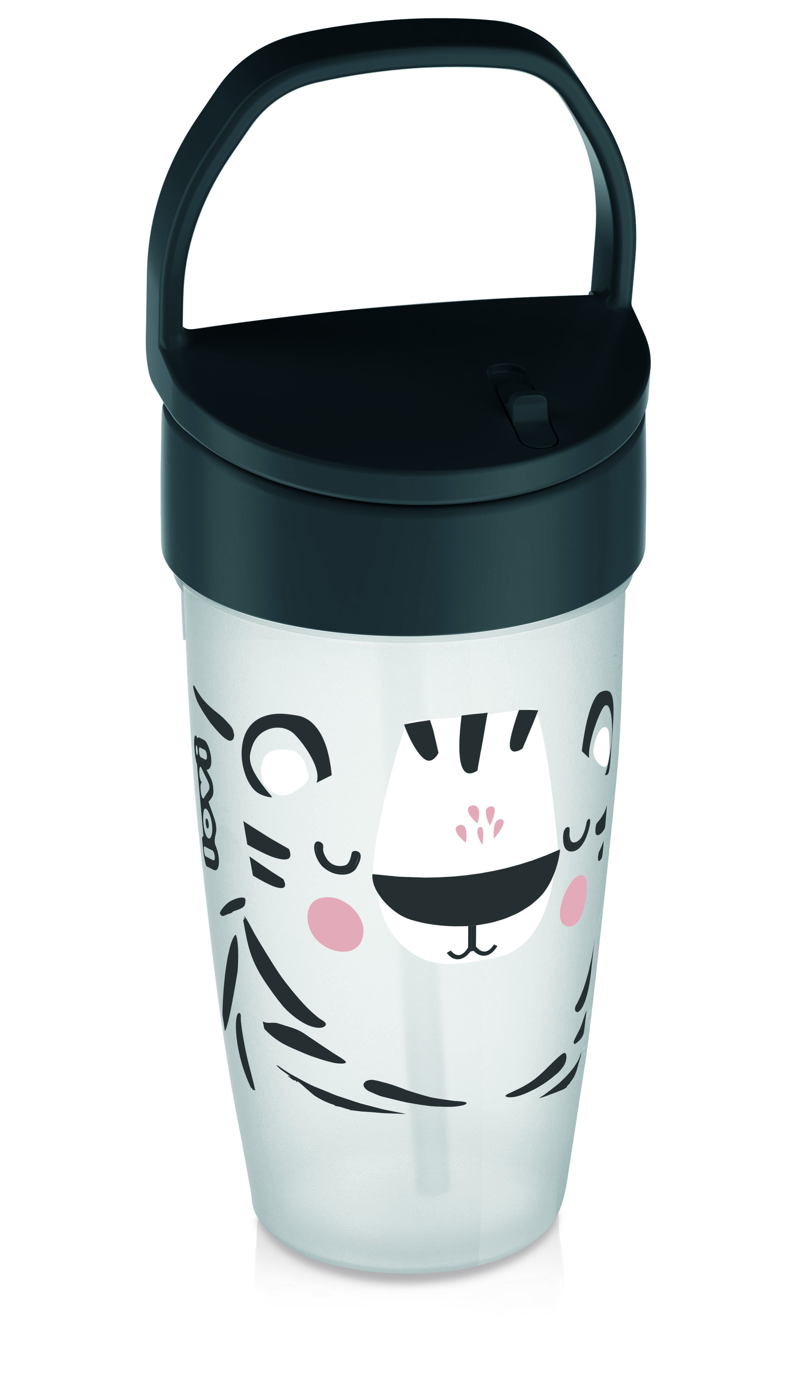 LOVI puodelis su šiaudeliu ACTIVE Salt&Pepper, 350 ml, 35/357