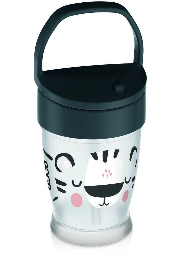 LOVI puodelis su šiaudeliu JUNIOR Salt&Pepper, 250 ml, 35/356