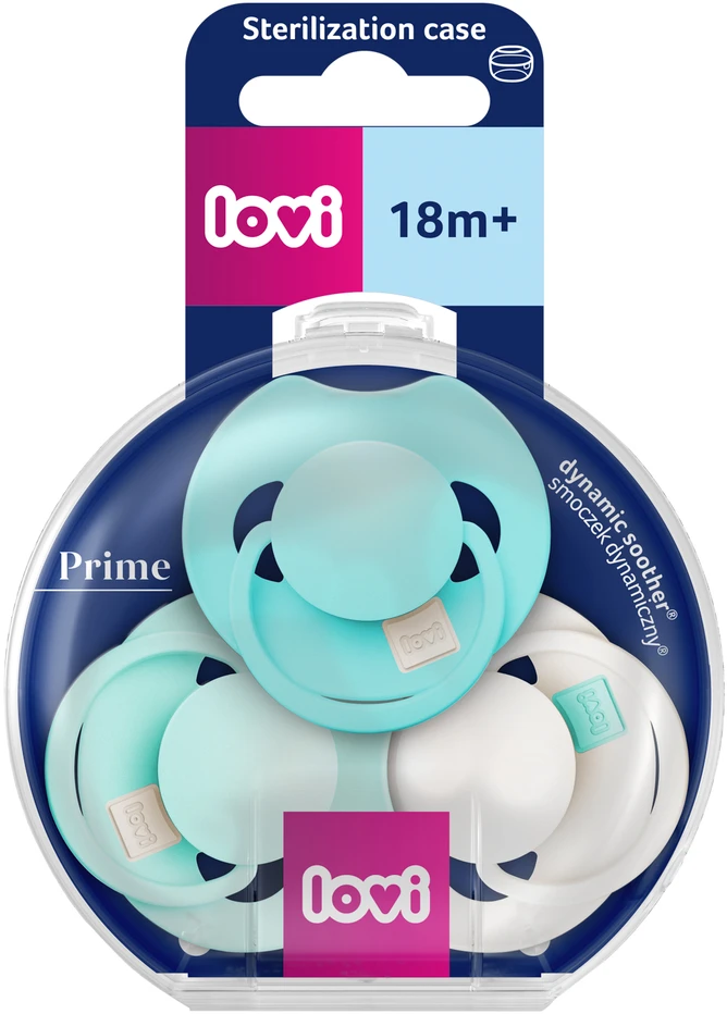 LOVI silikoniniai dinaminiai čiulptukai Prime, Aqua Žalias, 18 mėn.+, 3 vnt., 34/453