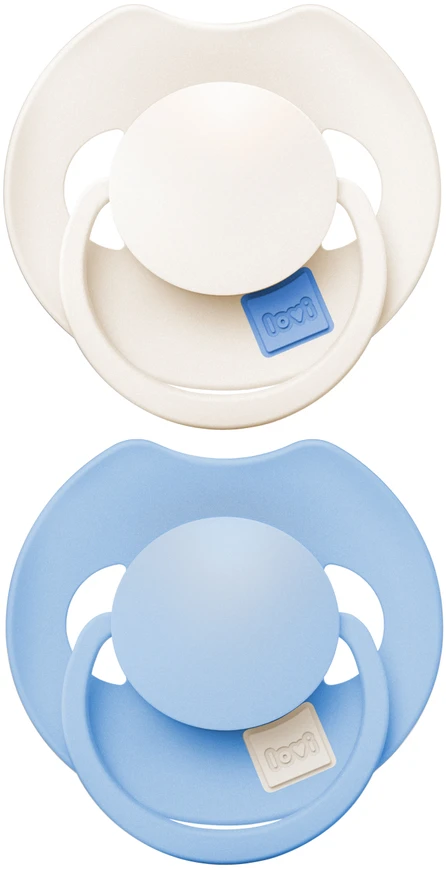 LOVI silikoniniai dinaminiai čiulptukai Prime, Frost/Glacier Kreminis, 0–6 mėn., 2 vnt., 34/448