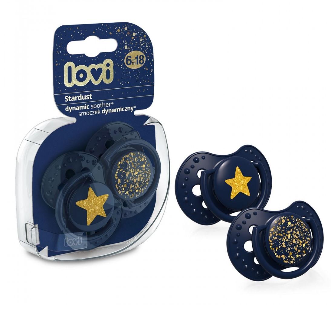 LOVI silikoniniai dinaminiai čiulptukai STARDUST, mėlyna, 6-18 mėn., 2 vnt., 22/894_blue