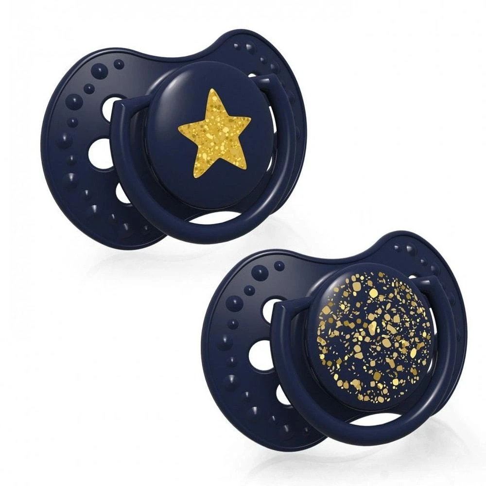 LOVI silikoniniai dinaminiai čiulptukai STARDUST, mėlyna, 0-3 mėn., 2 vnt., 22/892_blue