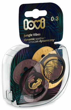 LOVI 22/901 Dinaminis silikoninis čiulptukas 0-3m 2vnt Jungle Vibes Girl