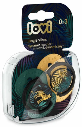 LOVI 22/901 Dinaminis silikoninis čiulptukas 0-3m 2vnt Jungle Vibes Boy