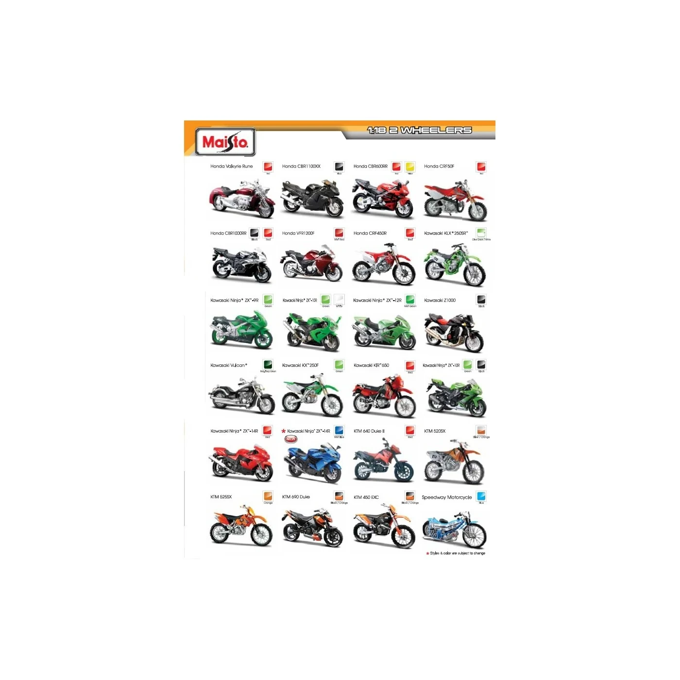 MAISTO DIE CAST motociklas 1:18 (9 rūš.), 31300