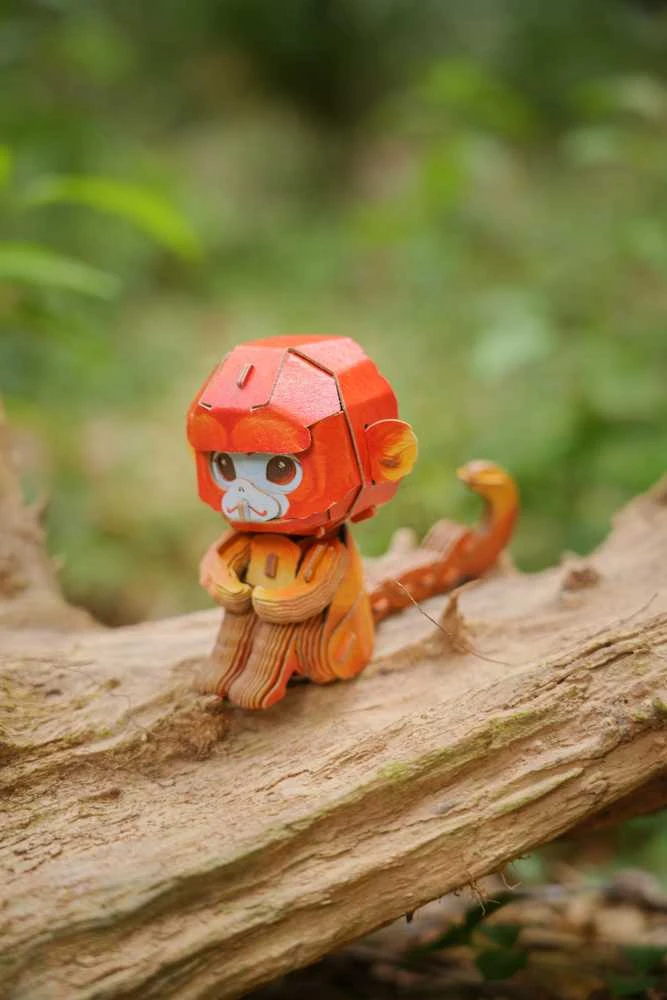 MAKEBUG 3D popierinė delionė Auksuotoji riestanosė beždžionė, MB-D-0043